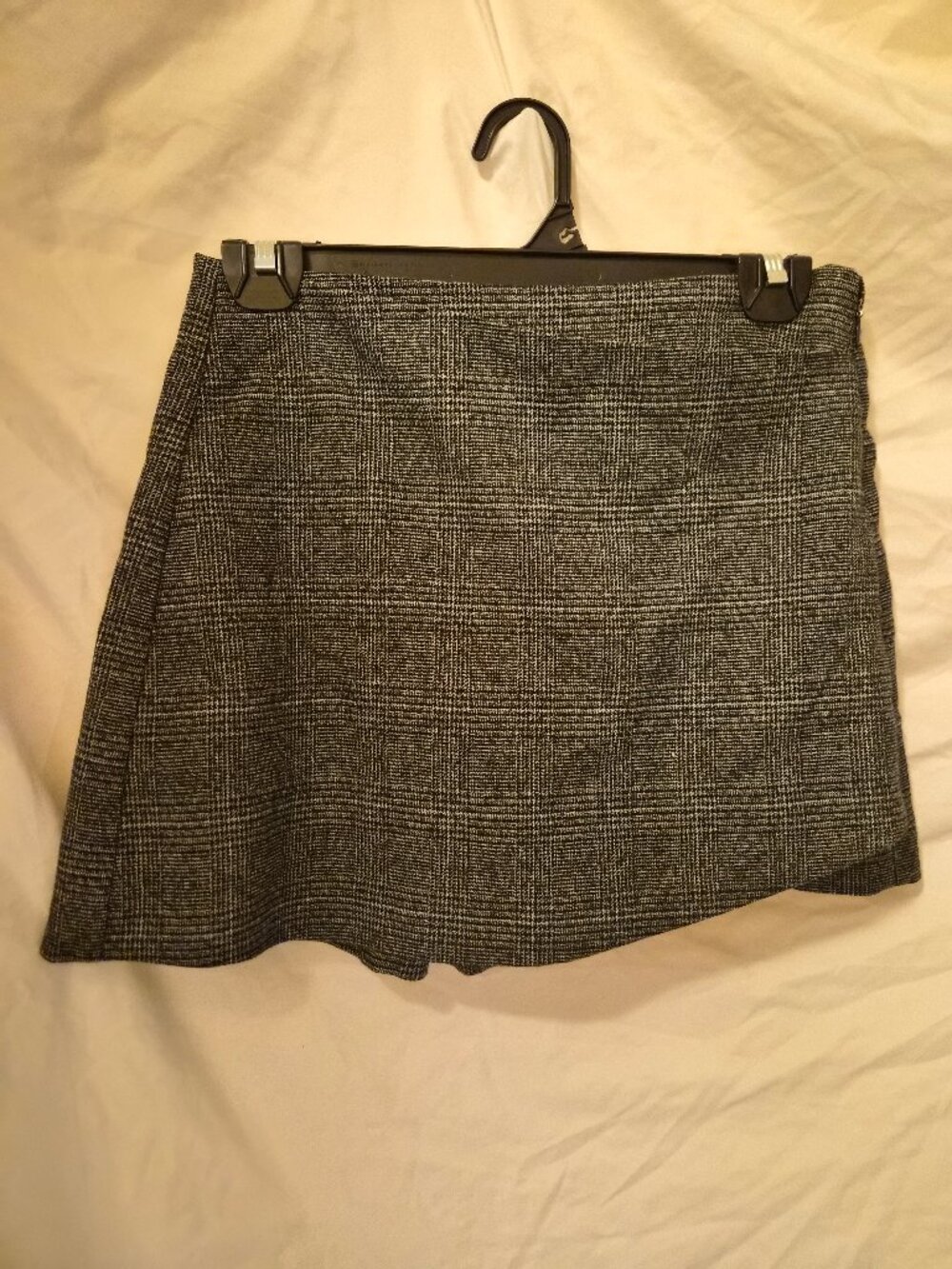 Stradivarius Grey Plaid Wrap Mini Skort - High-Rise Academica Mini Bodycon Sz XS